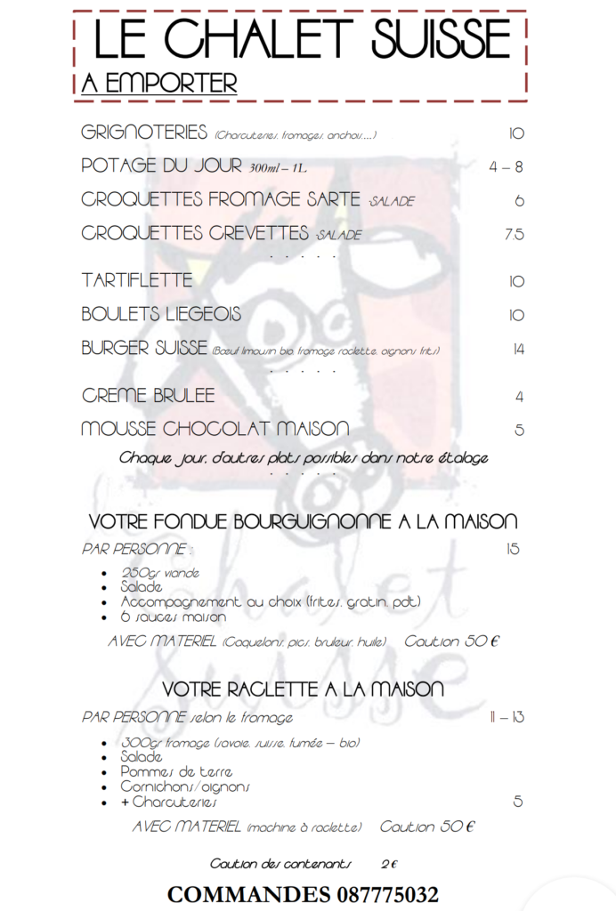 Menu à emporter version web